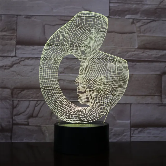 MC Living 3D Led Lamp Met Gravering - RGB 7 Kleuren - 2 Gezichten