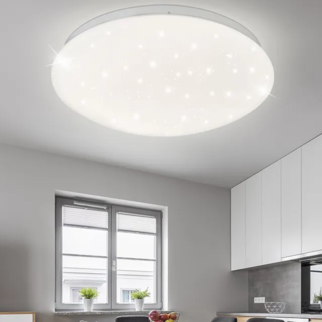 Globo Lighting LED plafondlamp ster effect slaapkamerlamp sterrenhemel wit rond, 1x 12W 750Lm warm wit 3000K, DxH 29x9 cm
