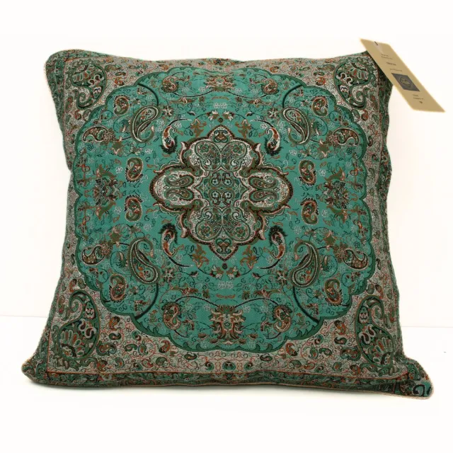 M Design M&R design sierkussen hoes woonkamer 50x50 enkelzijdig Perzisch zijde Shiraz Groen en zilver