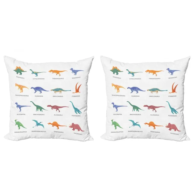 ABAKUHAUS Tyrannosaurus Kussenhoes Set – 2x40x40 cm – Dubbelzijdig bedrukt, multicolor Meerkeurig