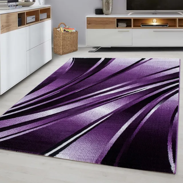 flycarpets Jaden Modern Vloerkleed - Paars / Creme - 120x170 cm - Laagpolig Tapijt Woonkamer