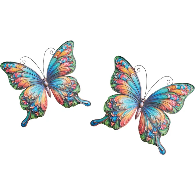 Anna's Collection Anna Collection Wanddecoratie vlinders - 2x stuks - multi kleur - metaal - muurdecoratie