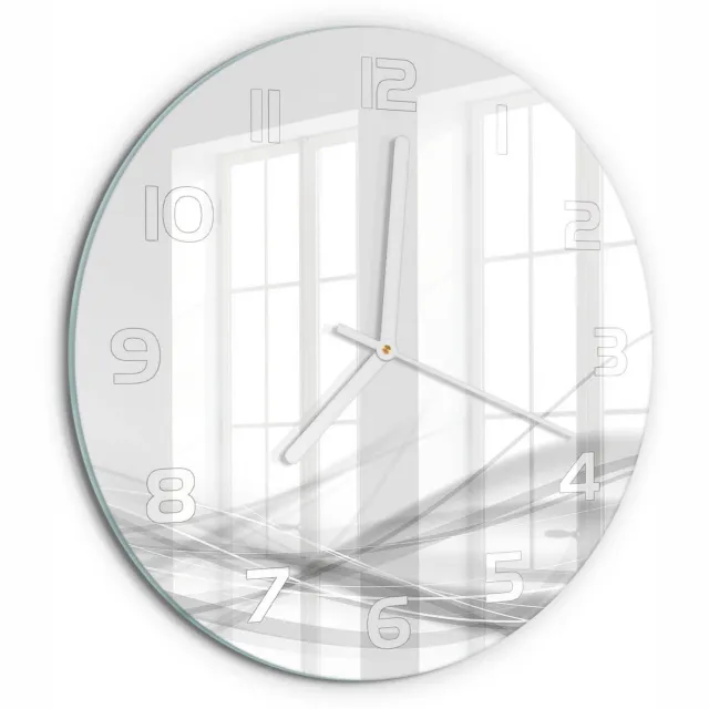 TULUP Wandklok - Golfabstractie Klok Glas Met Opdruk - fi30 cm - Wit Moderne Wandklok Glas - Witte handen - Ronde Klok - Decoratieve Glazen Klok - Glazen Wandklok Design