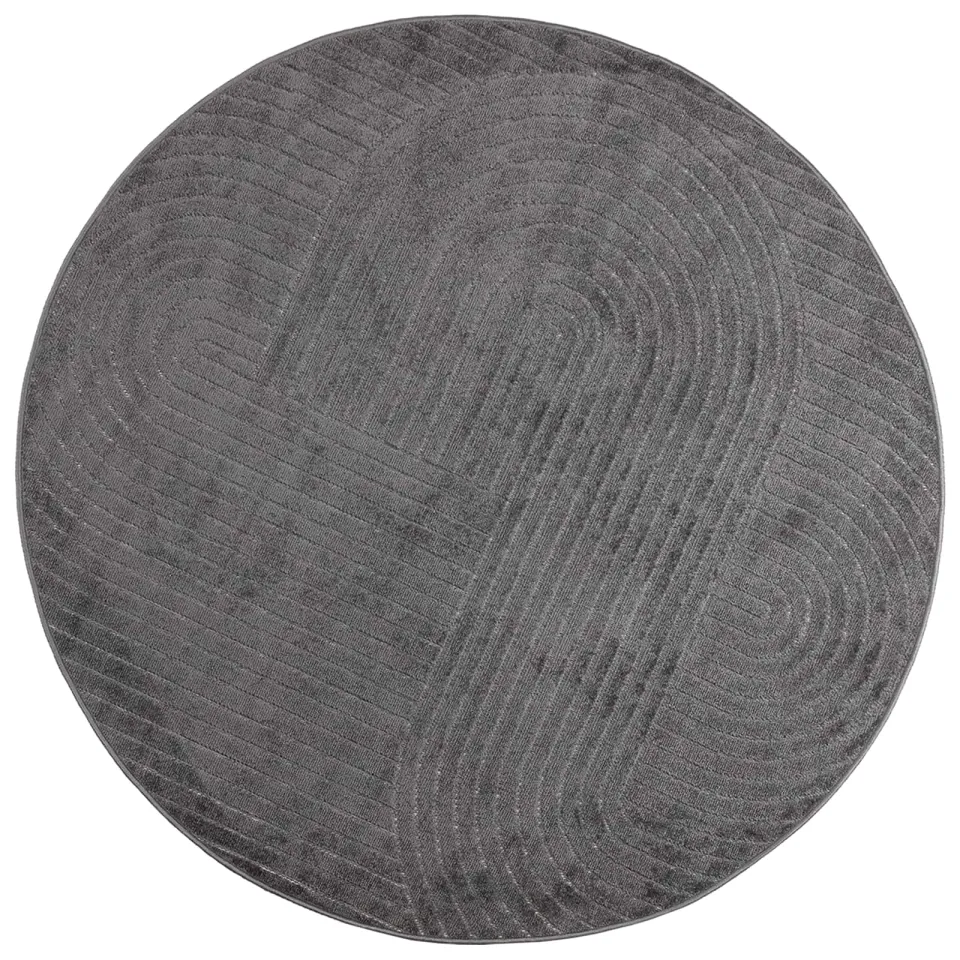 vidaXL Binnen- en buitentapijt PALMERAS Antraciet Ø 160 CM Polyester