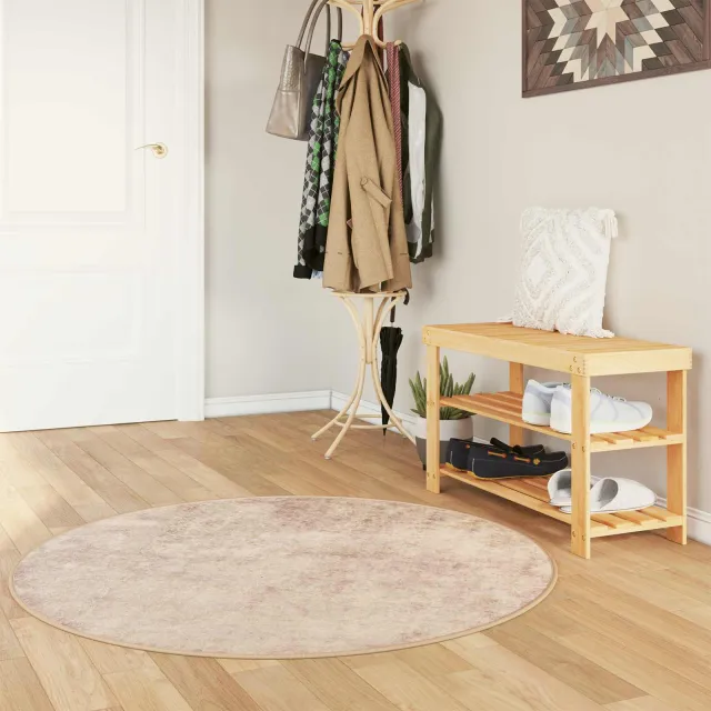 vidaXL Vloerkleedloper MARSA Beige 120 x 120 cm Polyester en PVC, foto 2