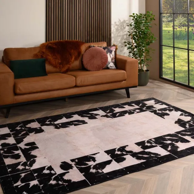 TrueWeave Wasbaar vloerkleed - Rosalie wit/zwart 140x200