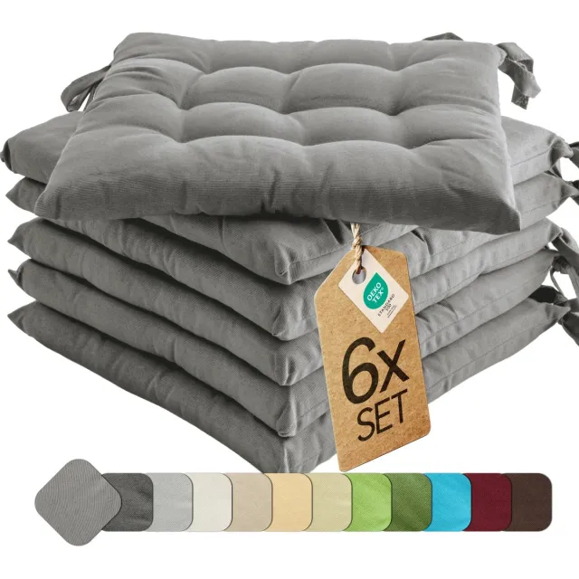 etérea Himmlische Qualität etérea Basic Zitkussen Stoelkussen - Seat Cushion 6 Stuk - 40x40 cm - Grijs