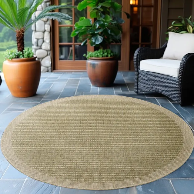 Muratap Tapijtenloods Solid Binnen en Buiten - Rond Vloerkleed - Indoor & Outdoor - Laagpolig Effen - Groen- 160 CM ROND
