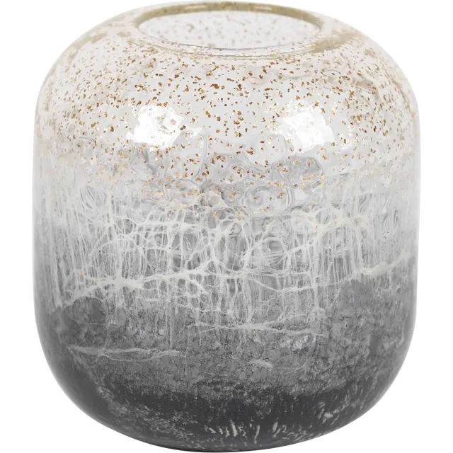 Rasteli Vaas - glas - grijs - D19 x H21 cm - Opening 8 cm