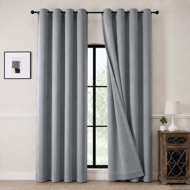 Everyday Elegance Kant en klaar Gordijn met Ringen – 100% Verduisterend Blackout – 132x175 CM – Licht grijs– Everyday Elegance Premium