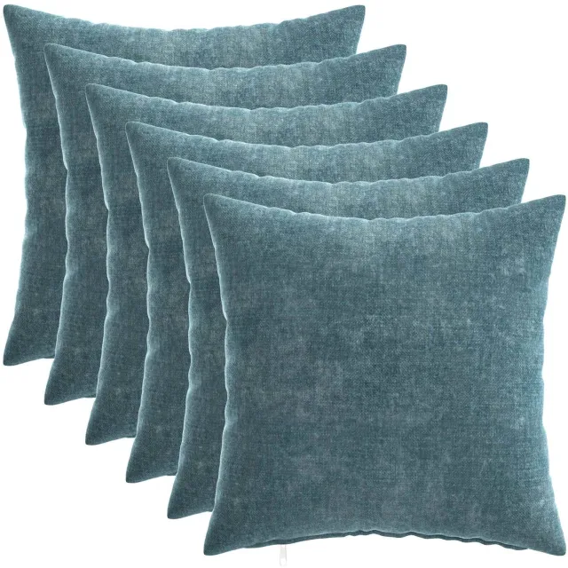 vidaXL Dekenkussen - 6 - st - HEERLEN - Blauw - 40 - x - 40 - cm - Chenille - Stof