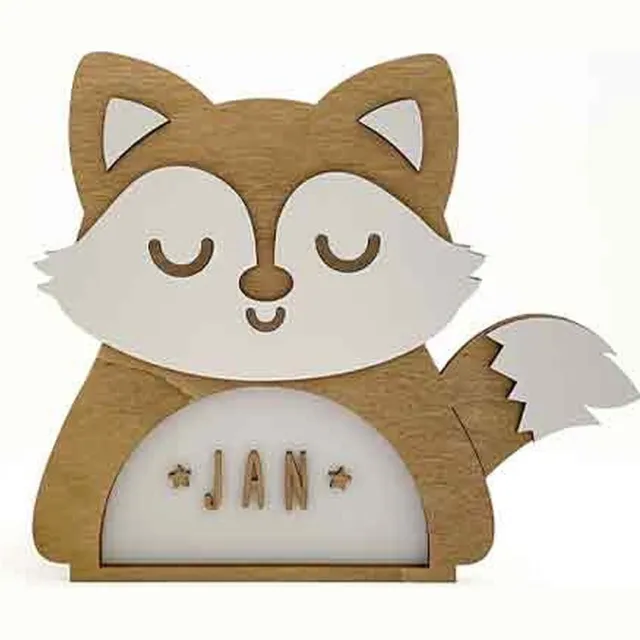 Vintiun Lamp, Vos, Led, incl. zelfklevende letters Bruin