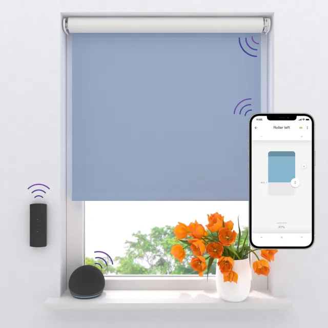 DTCH Elektrisch Rolgordijn Verduisterend - Easy - Light Blue - 60 x 190 cm - Motionblinds CMD-03