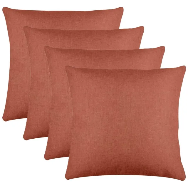 Stof Textile sierkussen Bea - 4x - terracotta - 50 x 50 cm - bank kussens - zitkussens - binnen/buiten - polyester