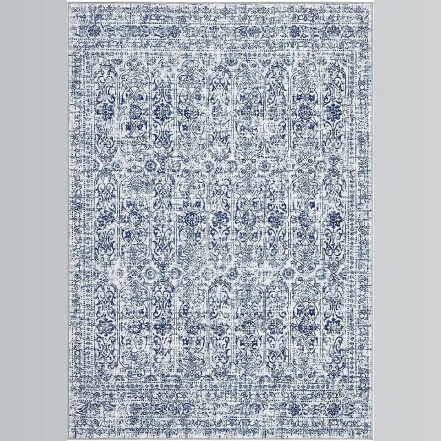 Triumpunpre Oosters Vintage Vloerkleed - Wasbaar Antislip Kortpolig Bloemmotief - Blauw - 60x230 cm