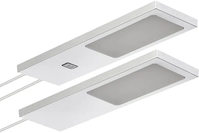 Sotech set van 2 LED-meubellampen GIULIA II met / zonder sensor zilvergrijs, 2700K warm wit incl. transformator & verdeler Onderkastverlichting