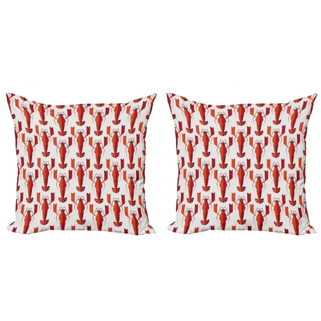 ABAKUHAUS Kussenhoes Set Hummer – 2x45x45 cm – Dubbelzijdig Digitaaldruk Wit