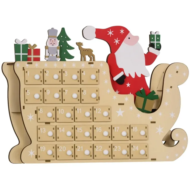 Production of Ideas Houten Adventskalender - Met 24 Laden - Herbruikbaar - Hout - Kerst