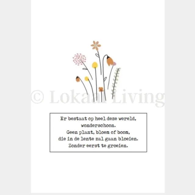 Lokaal Living a4 poster - bloeien - gedicht zwart