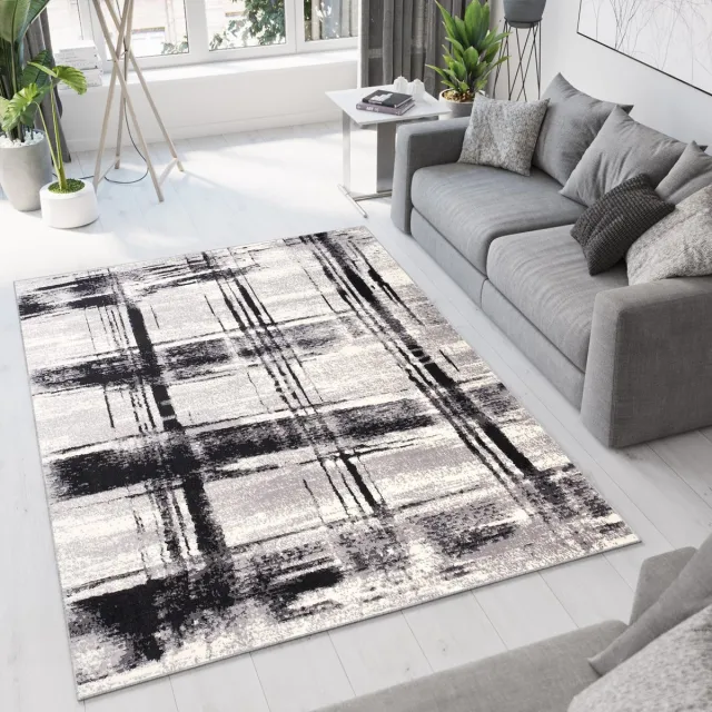 Tapiso Dream Vloerkleed Grijs Modern Laagpolig Woonkamer Abstract Tapijt Maat- 140x200 Grijs Zwart 2