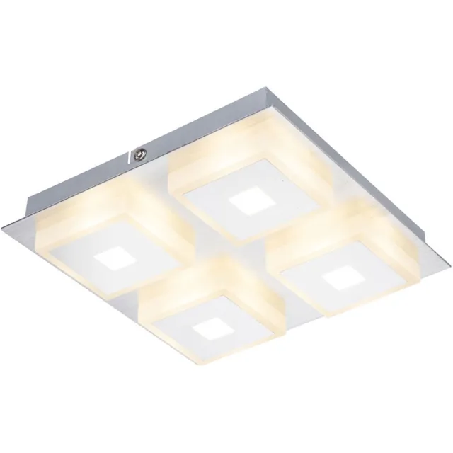 Globo Lighting Plafondlamp 4-vlam woonkamer aluminium verlichting satijn, chroom acryl, 4x LED 4x 5 Watt 4x 210 lm, L x B x H 20x20x4 cm Wit