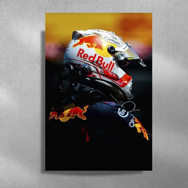 Luxe poster Max Verstappen - Metalen luxe poster - 40x60cm geel