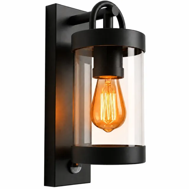 Luminize Buitenlamp met bewegingssensor - Wandlamp buiten met sensor - Instelbare sensor - E27 fitting - IP44 aluminium - 15,8x11,5x29,5 cm - Zwart