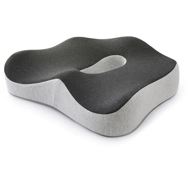 Dnntunk Zitkussen - Orthopedisch Ergonomisch Traagschuim Stoelkussen - Zitkussen Bureaustoel - Comfortabel Memory Foam Steunkussen - Wigkussen - Coccyx Kussen - Bureaustoelkussen - Autostoelkussen - Stuitkussen - 40x34.5x8.5cm - Grijs