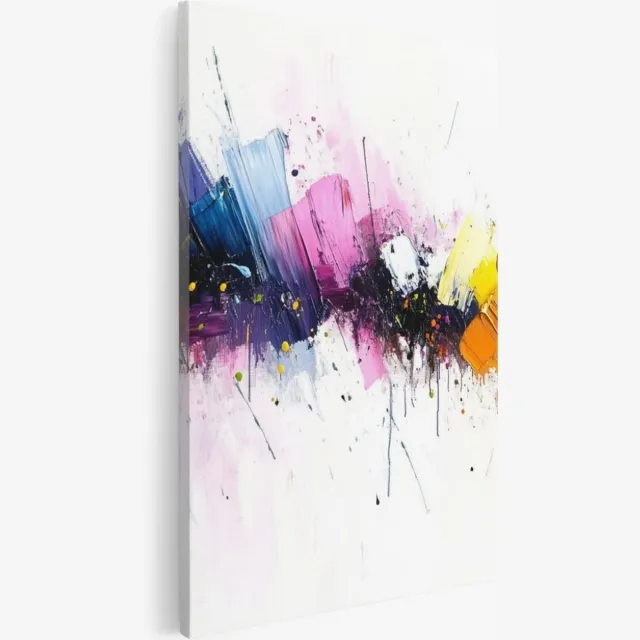 Saammp Canvas Schilderij - Kleurrijk - Chaotische verfspatten - Abstract - 30x40 - Foto op canvas - Wanddecoratie - Muurdecoratie Woonkamer - Slaapkamer decoratie - Canvas Print Multicolor