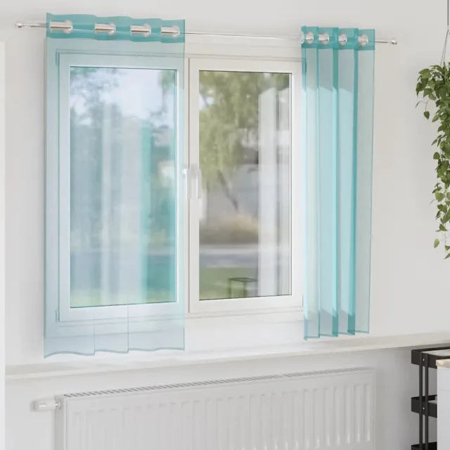 vidaXL Gordijnen voile met doorvoertules 2 st turkoois Turquoise