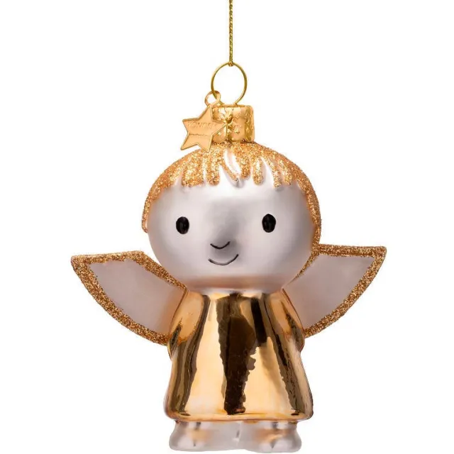 Vondels kerstornament glas Nijntje gouden engel H11cm