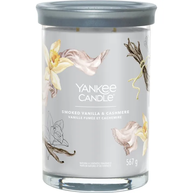Yankee Candle Smoked Vanilla & Cashmere Large Tumbler Geurkaars - 100 branduren - twee lonten Grijs