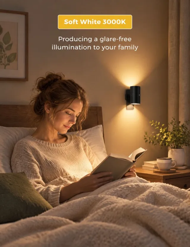 VHV Lamp - Zwarte Oplaadbare Nacht met Sensor - Moderne Wandopgehangen Dimbare Warme Licht, 0 - 100LM Oogvriendelijke Lamp voor Gang, Slaapkamer & Trappen
