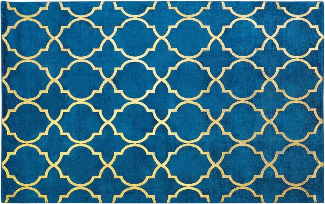 Beliani YELKI - Vloerkleed - Donkerblauw - Viscose