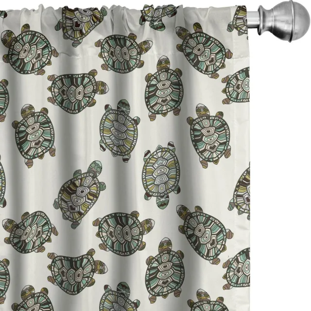 ABAKUHAUS Gordijnen – Schildpadpatroon – 2x75x225 cm – microvezel Mehrfarbig