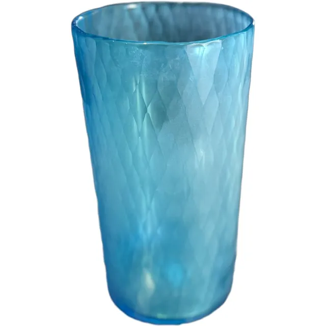 VXhome Asprey - Glazen Vaas - Facetglas - Ocean Blue - Bloemenvaas - Ø 12 x 25 cm