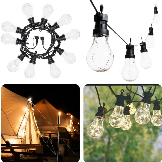 Cheqo Lichtsnoer - Fairy Lights - Lichtslinger voor Binnen en Buiten - Kerst Verlichting - Tuinverlichting - Feestverlichting - Warm Wit - Wire Lights - 10 Lampjes - 100LED - 7.5 Meter