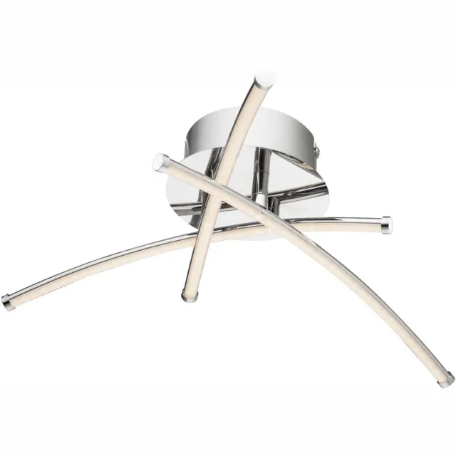 Globo Plafondlamp Woonkamerlamp Slaapkamerlamp Designlamp, 3 vlammen, metaal chroom, LED 9W 990Lm warm wit, DxH 38x11.5cm zilver