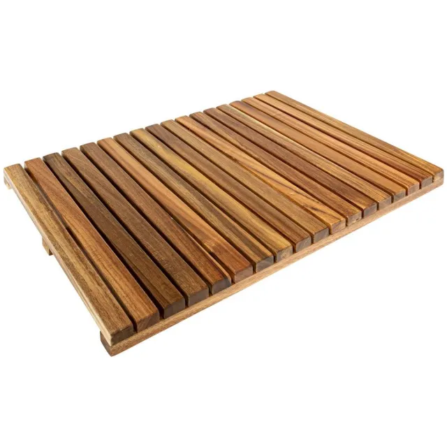5 Five Simply Smart Badmat met roosterpatroon 53x36 cm van acacia BLACKACIA Marron