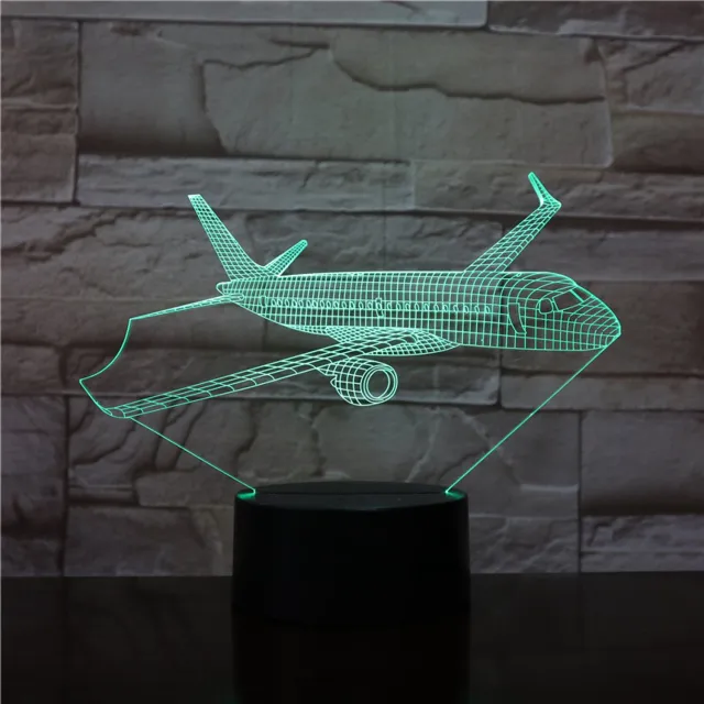 MC Living 3D Led Lamp Met Gravering - RGB 7 Kleuren - Vliegtuig