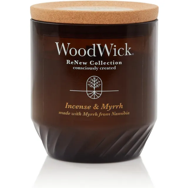 Woodwick Renew Large Geurkaars - Incense & Myrrh - 75 branduren Bruin