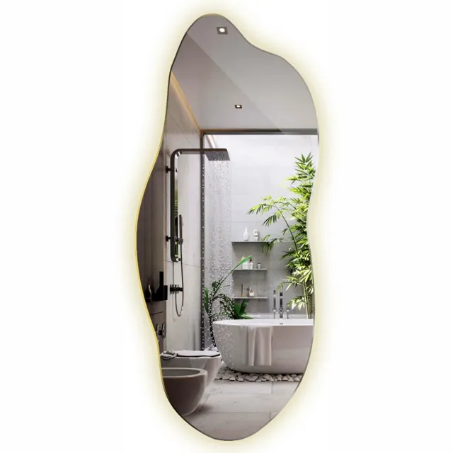 TULUP LED Spiegel - Organisch Gevormde LED Spiegel - 45x100 cm - Organische Spiegel Met Verlichting - Slaapkamerspiegel - Neutraal Wit 4000K - Organische Spiegel Met LED Verlichting - Design Wandspiegel