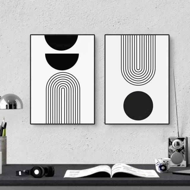 Ibenzoa Moderne Abstracte Kunst Posterset voor Woonkamer en Slaapkamer Decoratie zwart