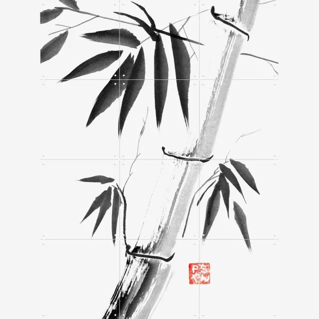 IXXI Bamboo Clear Petit, Péchane - 60 x 80 cm - Grote wanddecoratie en posters - Ukiyo-e, Illustraties, Woonkamer, Slaapkamer, Mancave, Botanisch Lichte tinten / Monochroom / Zwart / Zwart en wit