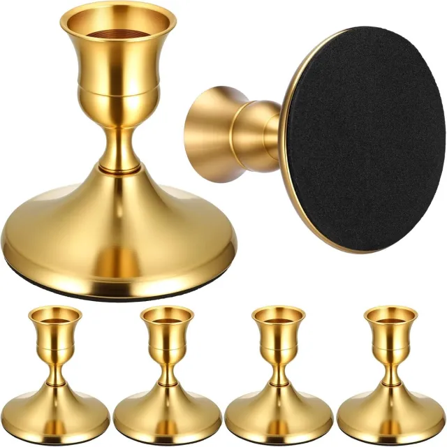 KZQ Kandelaars - 4 Stuks - Metalen Kaarsenhouders - Kaarsenstandaard - Theelichthouder - Woonaccessoires - Vintage Decoratie - Voor Bruiloft Kerst Woonkamer - 6.7x6.7x7 cm - Goud