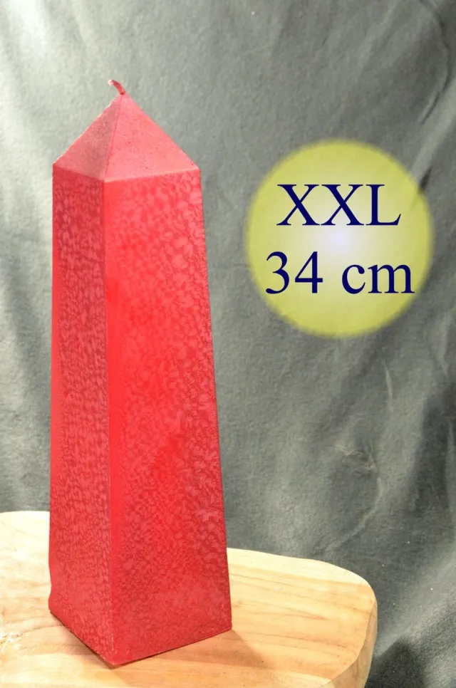 MilaNNE Obelisk Kaars GROOT POLYMICO rood, hoogte: 34 cm - BEKIJK VIDEO