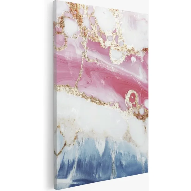 Saammp Canvas Schilderij - Gekleurd marmer - Abstract kunstwerk - 60x90 - Foto op canvas - Wanddecoratie - Muurdecoratie Woonkamer - Slaapkamer decoratie - Canvas Print Multicolor