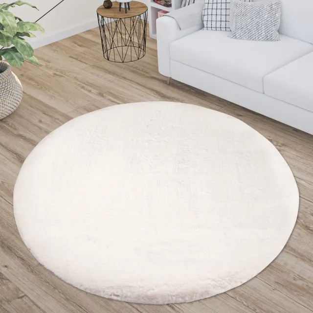 Muratap Paradise Soft Fluffy Hoogpolig Vloerkleed Wit- 120 CM Ø