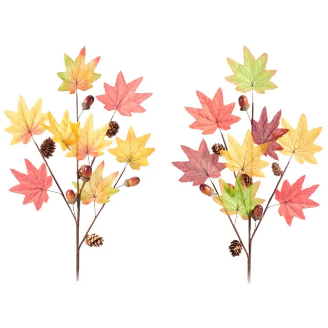 Home & Styling H&S Kunst herfsttak decoratie - 5x - 60 x 25 cm - losse steel met Esdoorn bladeren Multi