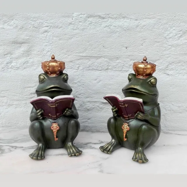 topbrocanteshop.nl Set boekensteunen : koninklijke kikkers goudkleurig